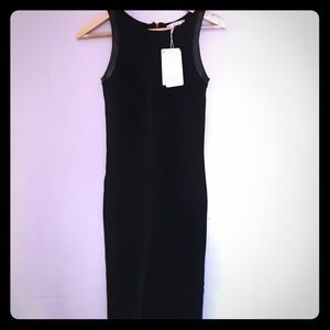 Zara Banded Pencil Dress with Leather Trim